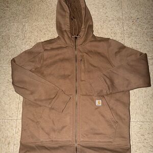 Carhartt Tan Hooded Sweatshirt w/ Zip Front